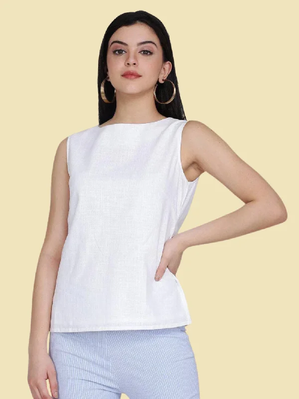 Cotton Sleeveless Top - White