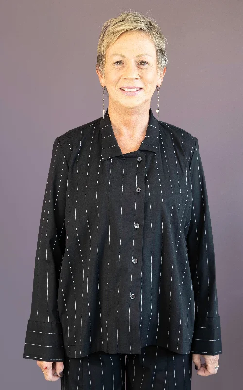 Pinstripe Shirt Artistic Women's Hand - painted