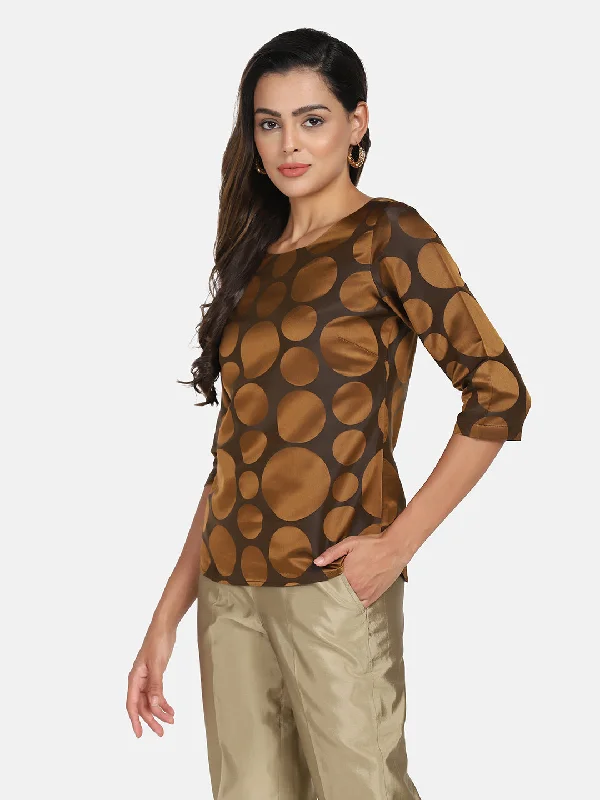 Formal Pure Silk Top - Copper Brown