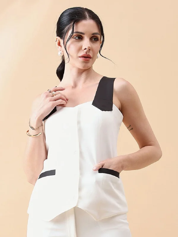 Waist Coat Top - White & Black