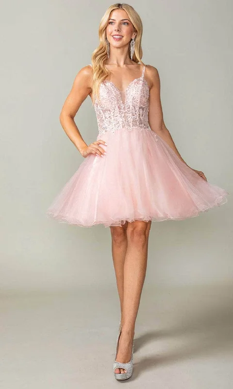 Dancing Queen 3368 - Beaded Lace Short Dress