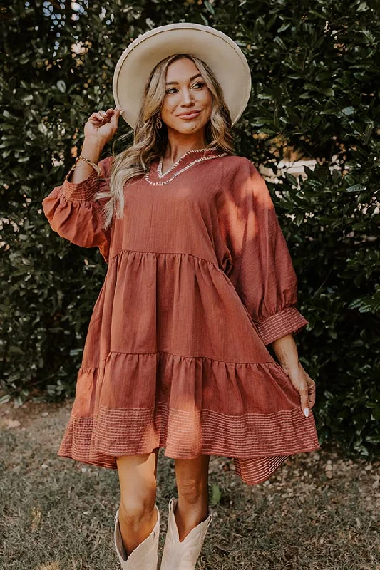 Dreamy Moment Mini Dress in Rust