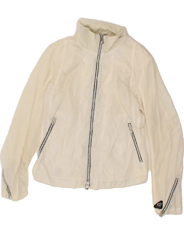 HOGAN Womens Slim Fit Bomber Jacket IT 44 Medium Off White