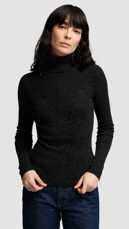 Knit Longsleeve Turtleneck in Stretch Wool | Grey Luxurious Women's High -  end