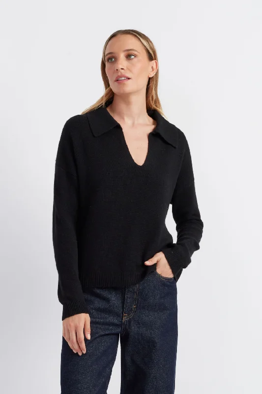 Black Cloud Cashmere Collared Sweater Athletic Women's 