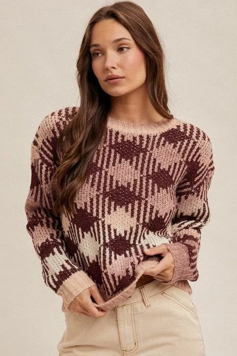 Lucile Multi Color Plaid Sweater Unique Women's Upcycled