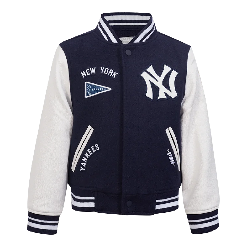 NEW YORK YANKEES RETRO CLASSIC LITTLE BOYS RIB WOOL VARSITY JACKET (MIDNIGHT NAVY/WHITE)