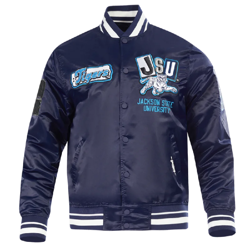 JACKSON STATE UNIVERSITY HOMECOMING MEN'S RIB SATIN JACKET (MIDNIGHT NAVY)