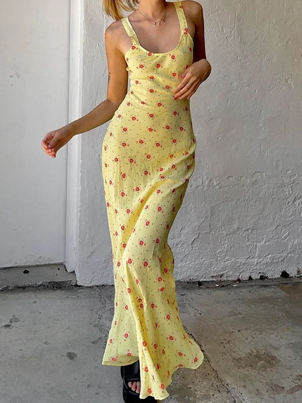 Summer Floral Print Maxi Dress