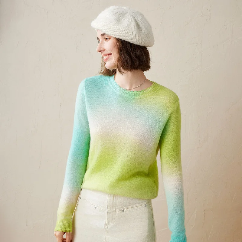 100% Cashmere Soft Gradient Ombre Cashmere Sweater Dapper Women's 1920S