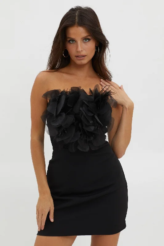 Magic At Night Embellished Bodice Dress Black Youthful Women's Pop