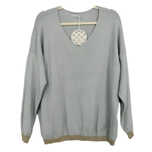 Vneck knit in slate grey Earthy Women's Hemp - based