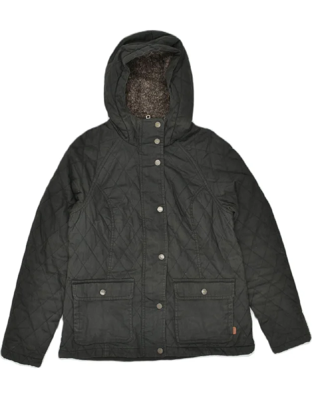 FAT FACE Womens Hooded Quilted Jacket UK 12 Medium Green Cotton Vintage Women's 1970S 