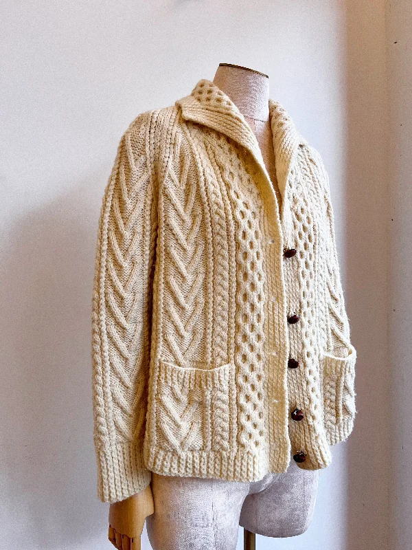 Ivory Wool Fisherman Sweater (Vintage)