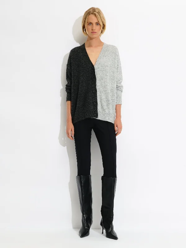 Two-Tone Cardigan Polished Women's Silk