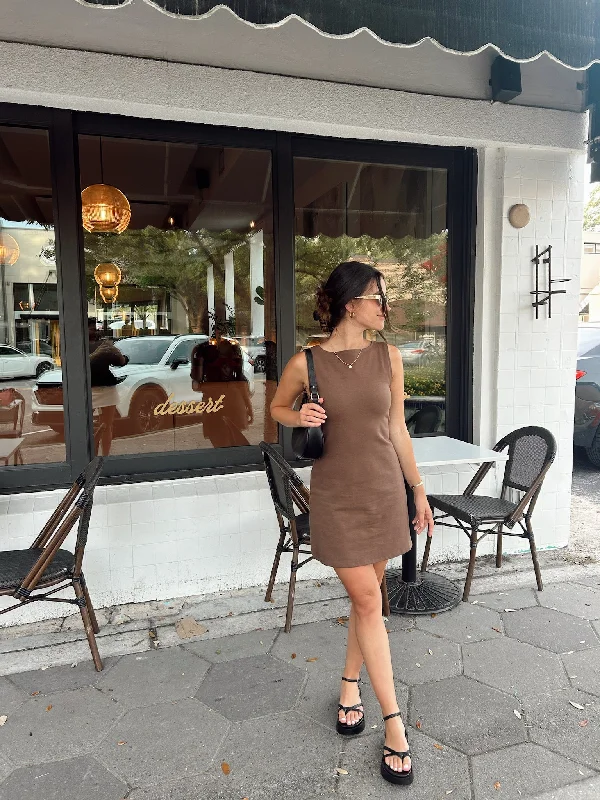 Cameron Soft Knit Tank Fitted Mini Dress (Brown) Casual Women's Japanese 