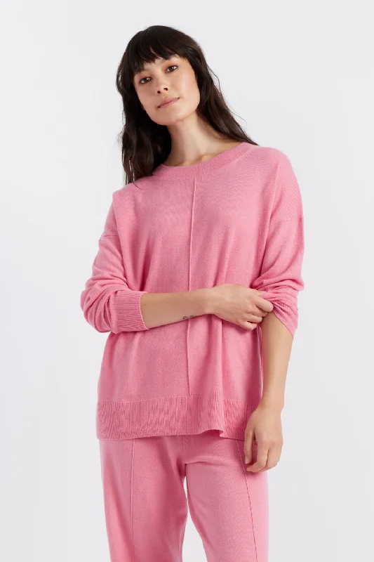 Pink Wool-Cashmere Slouchy Sweater Traditional Women's Wool