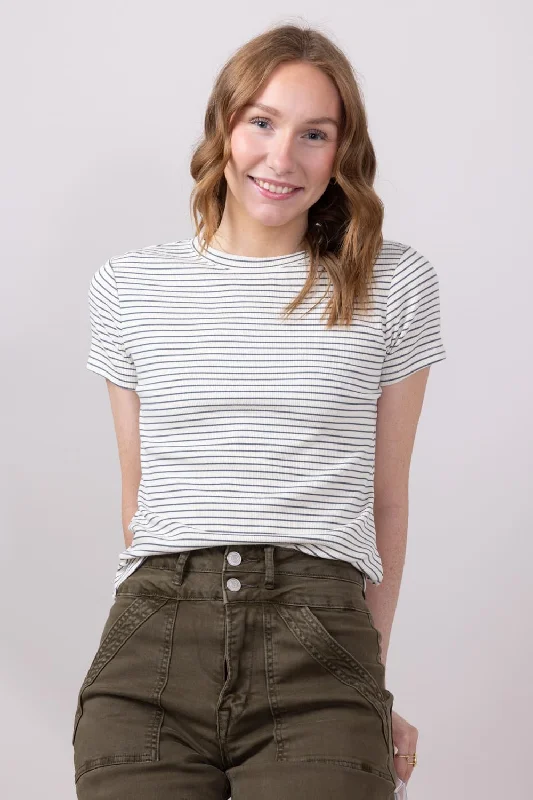 Thread & Supply Annie Striped T-Shirt for Women in Cream/Navy | T3544BRTS-CREAMNAVY Sophisticated Women's Thread & Supply Annie Striped T-Shirt for Women in Cream/Navy | T3544BRTS-CREAMNAVY Sophisticated Women's