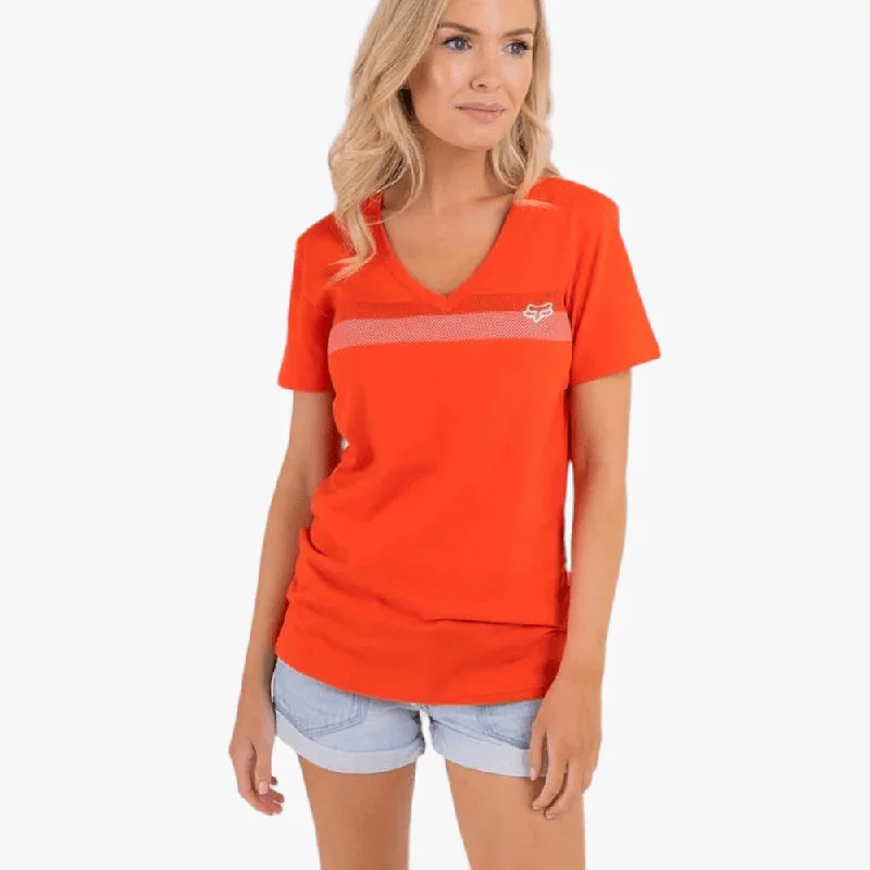 Fox Womens Effekt V Neck Short Sleeve Tee Flame Red Refined Women's 