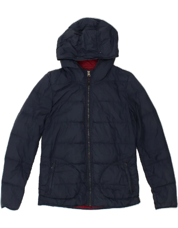 FAT FACE Womens Hooded Padded Jacket UK 10 Small  Navy Blue Nylon