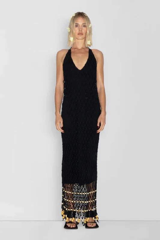 Reis Macrame Maxi Dress Noir Street