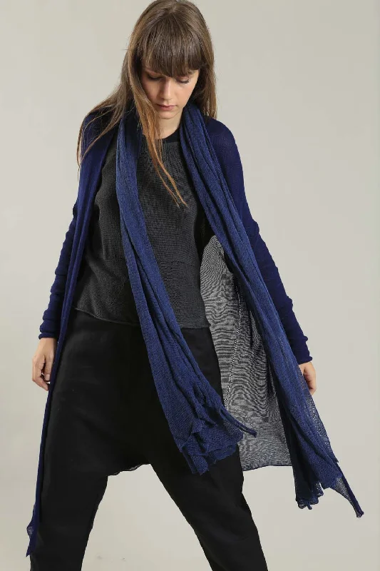 Long Bamboo Cardigan in Indigo Navy Blue Feminine Women's Soft 