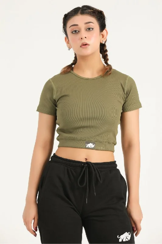 PRIME CROP TEE- OLIVE