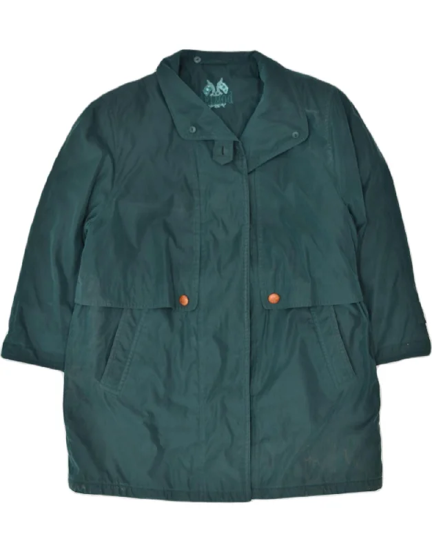 DELMOD Womens Overcoat UK 16 Large Green Polyester Stylish Women's Tropical 
