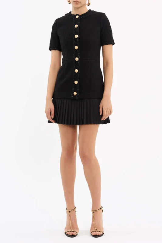 Margo Short Sleeve Mini Dress Black Elegant Women's 