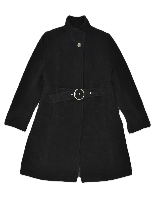 MASSIMO DUTTI Womens Overcoat EU 38 Small Black Wool Edgy Women's Punk