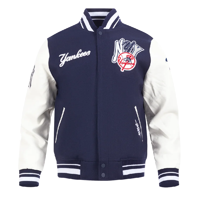 MLB NEW YORK YANKEES CITY RANSOM MEN'S RIB WOOL VARSITY JACKET (MIDNIGHT NAVY/WHITE)