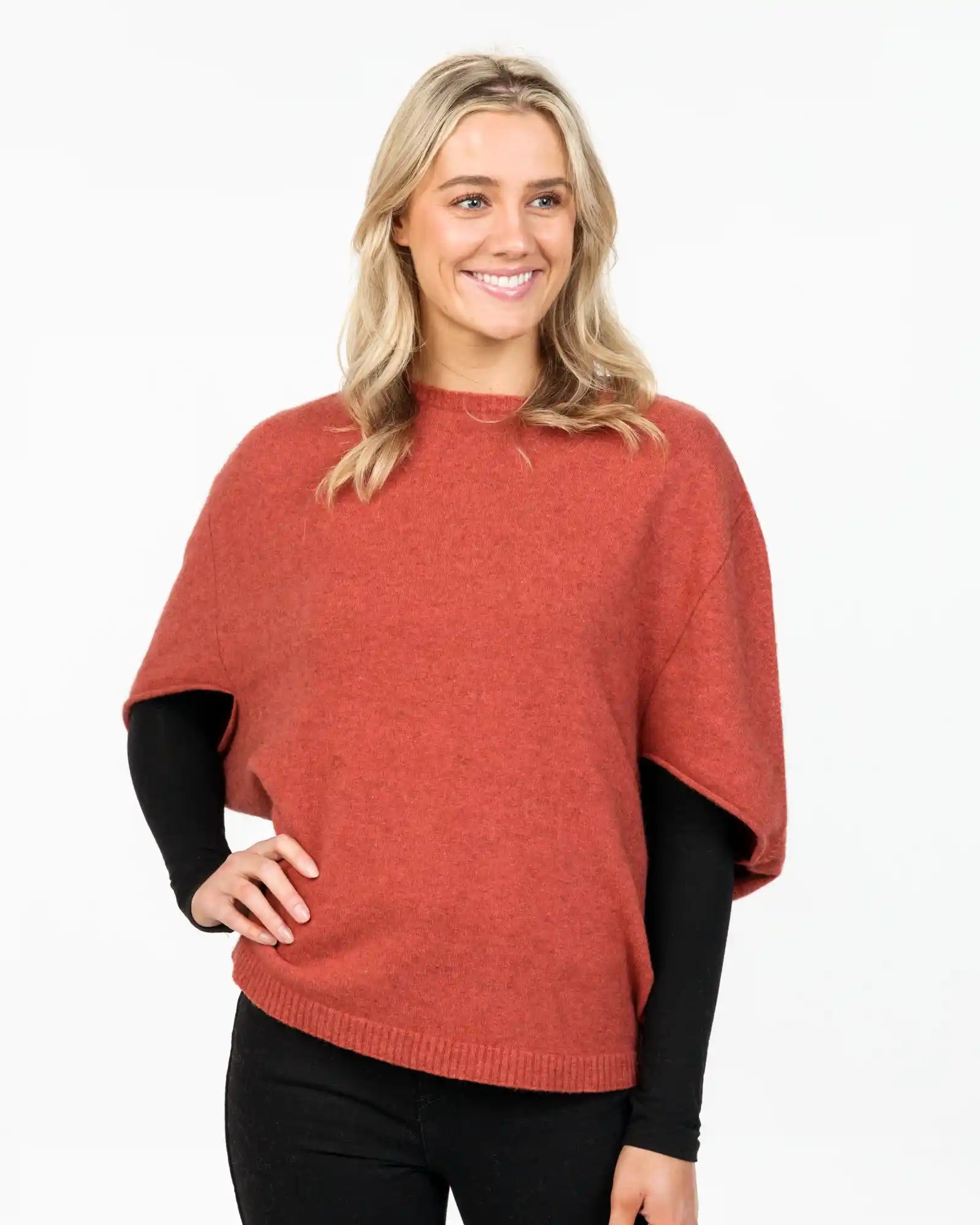Rosewood Poncho Tunic in Possum Merino Wool - NB868 Bohemian Women's Free