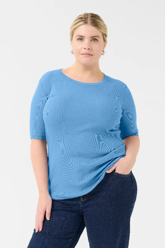 Kaffe Curve Carina T-Shirt in Blue Refined Women's 