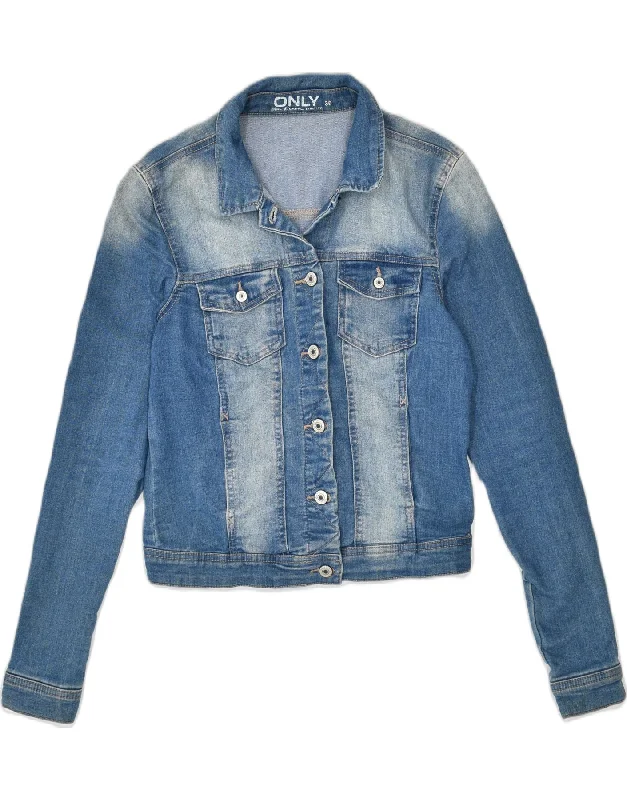 ONLY Womens Denim Jacket EU 36 Small Blue Cotton Sophisticated Women's Tailored