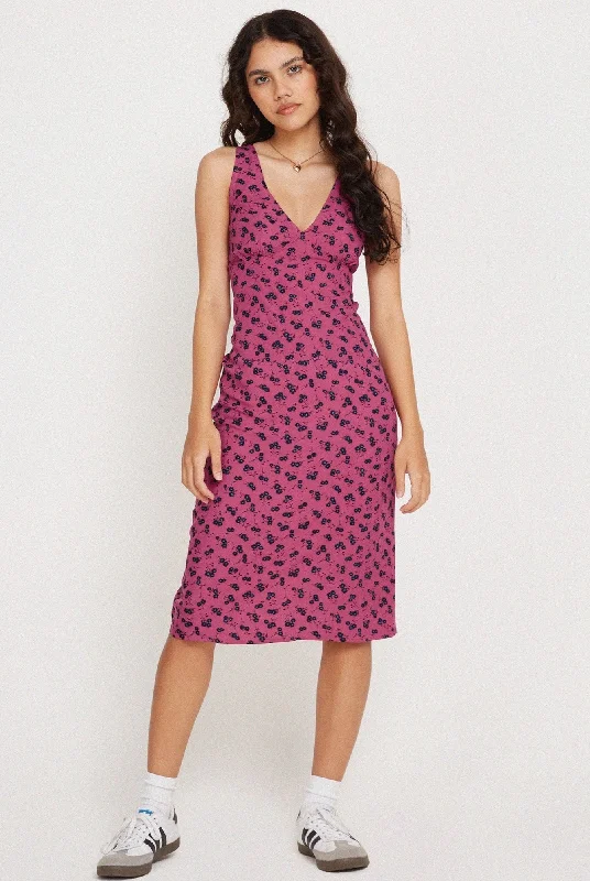 Motel Rocks Lieva Midi Dress in Raspberry Floral