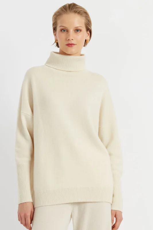 Cream Cashmere Rollneck Sweater Refined Women's Velvet