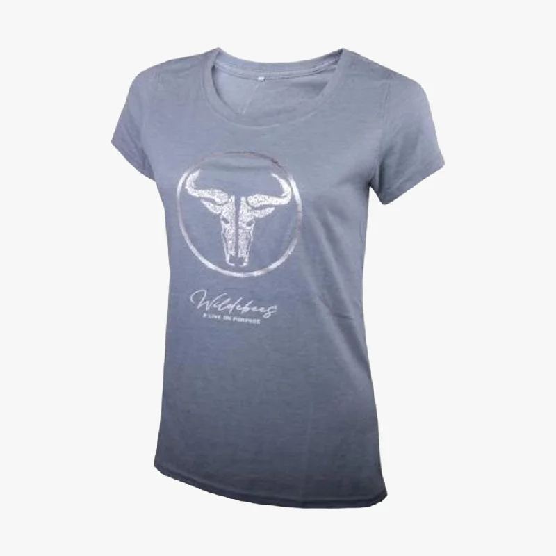 Wildebees Womens Raised Foil Circle Short Sleeve Tee Modern Women's 