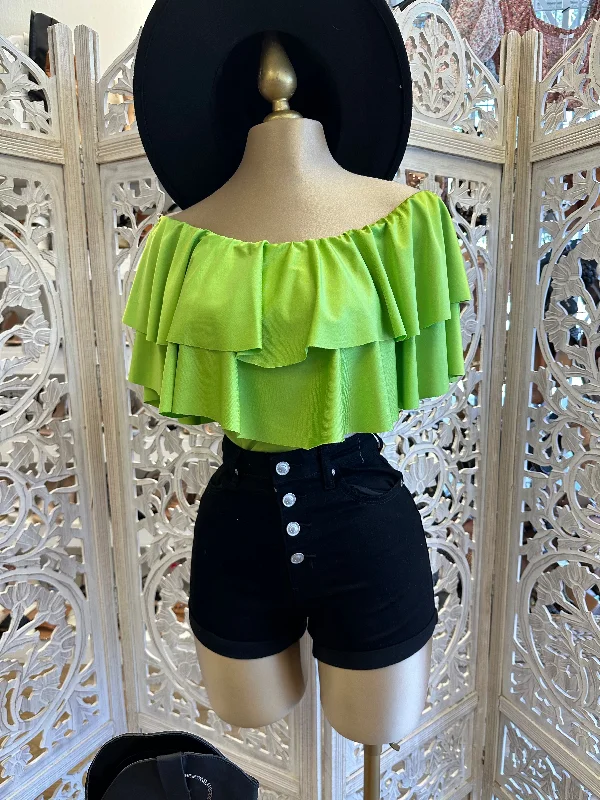 Lime Ruffle Top