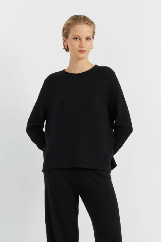 Black Cashmere Boxy Sweater French