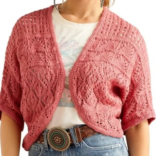 Ariat Women's Frannie Open Front Sweater in Slate Rose Unique Women's Upcycled