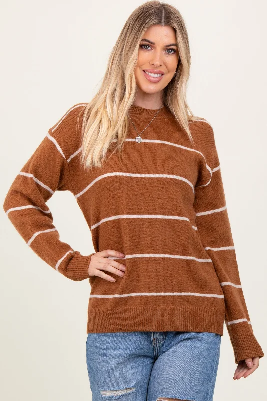 Mocha Striped Mock Neck Sweater purpose