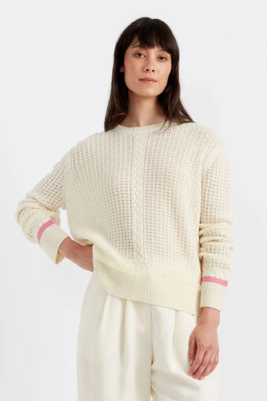 Cream Wool-Cashmere Penzance Sweater Casual Women's Japanese 