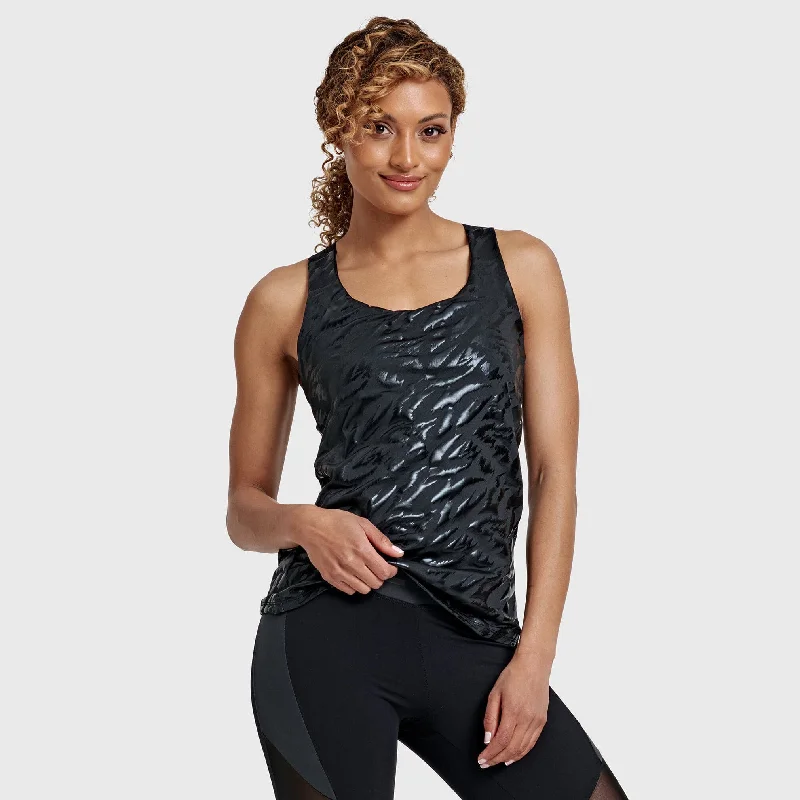 Sports Tank Top Tonal Zebra Print - Black