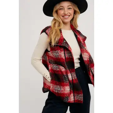 Happy Flannel Plaid Vest Traditional Women's 
