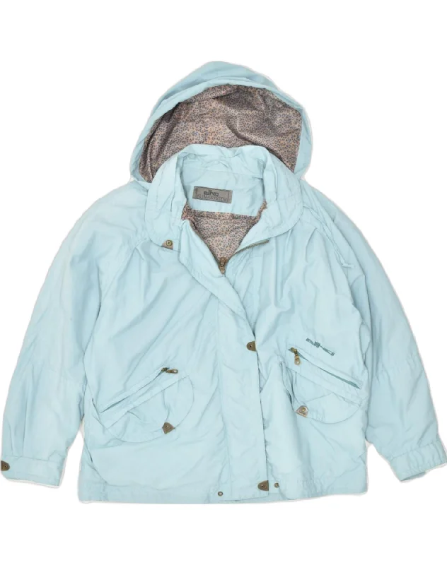 ELHO Womens Oversized Hooded Windbreaker Jacket EU 36 Small Blue Polyamide Women
