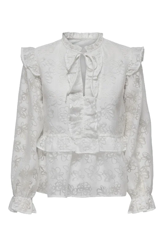 Only - Onlvally L/S Burnout Top - 4670974 Cloud Dancer Dynamic Women's Moto