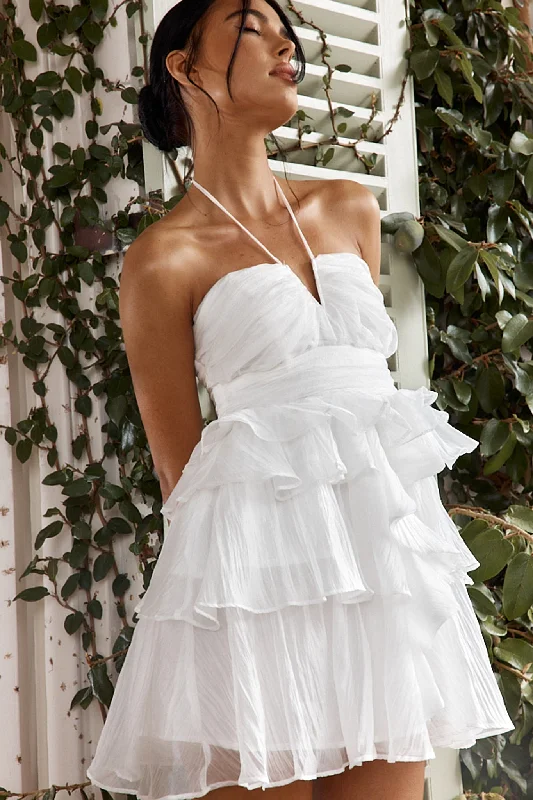 Joy Of Life Layered Ruffle Mini Dress Off White Practical Women's Multi - 
