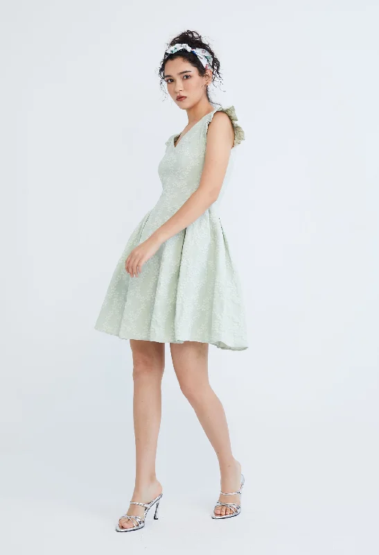 Frilled Cap Sleeve Smock Dress Sleek Women's 
