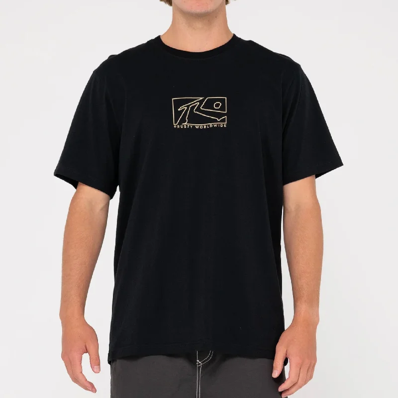 Rusty Mens Boxed Out Centre T-Shirt - Black Sophisticated Women's Tailored