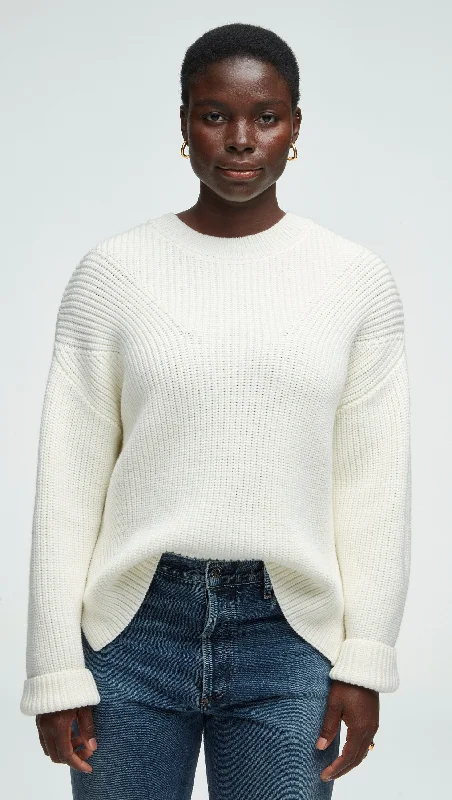 Chunky Ribbed Sweater in Merino Wool | Ivory garde